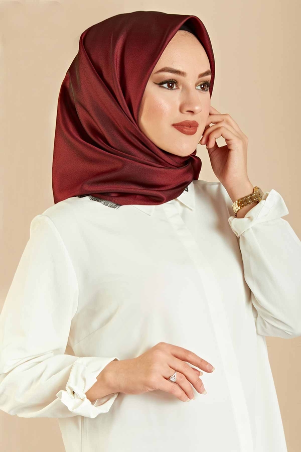 E - Tafta Eşarp 190E8130 Canlı Bordo