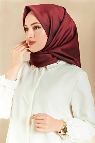 Tafta Eşarp 190E8130 Canlı Bordo - Thumbnail