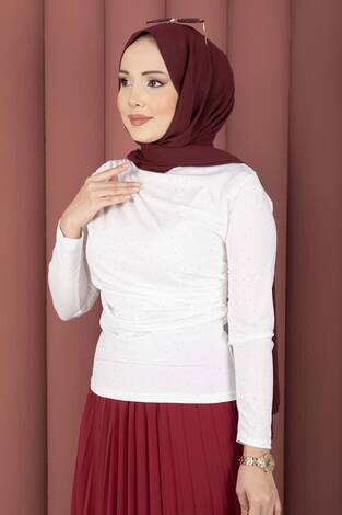 Taş Detaylı Sandy Body Ekru - Thumbnail