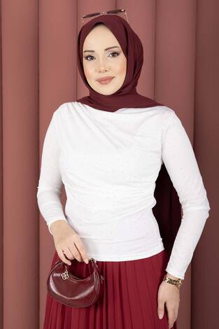 Taş Detaylı Sandy Body Ekru - Thumbnail