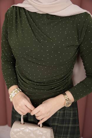 Taş Detaylı Sandy Body Haki - Thumbnail