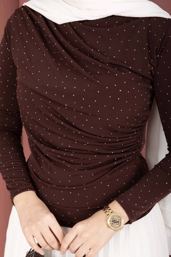 Taş Detaylı Sandy Body Kahve - 5