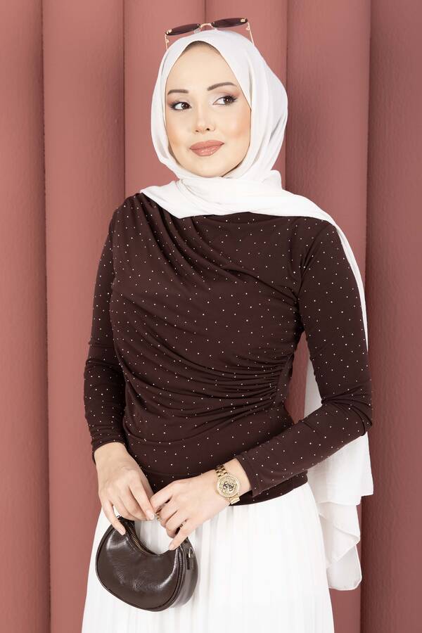 Taş Detaylı Sandy Body Kahve - 3