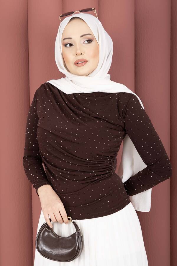 Taş Detaylı Sandy Body Kahve - 4