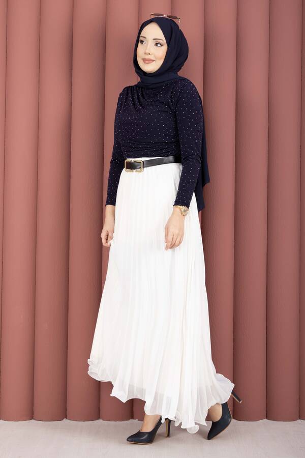 Özk - Taş Detaylı Sandy Body Lacivert (1)