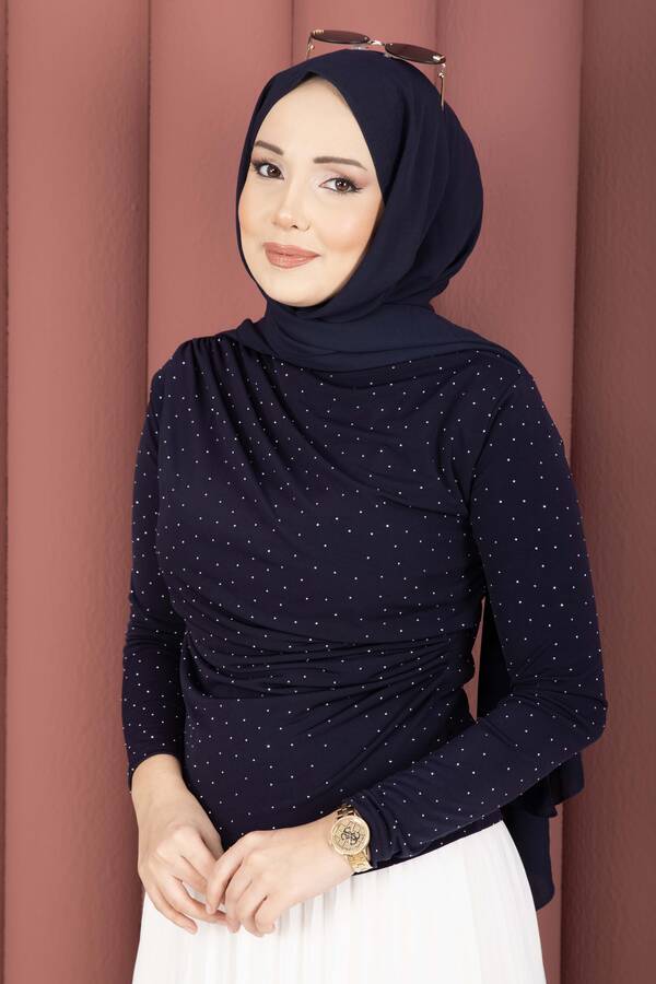 Taş Detaylı Sandy Body Lacivert - 3