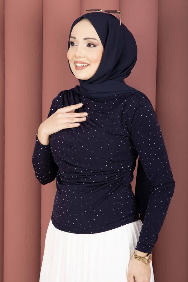 Taş Detaylı Sandy Body Lacivert - 4