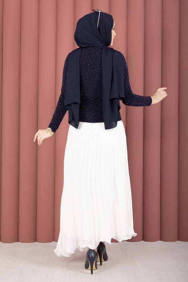 Taş Detaylı Sandy Body Lacivert - 5