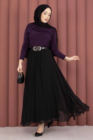 Taş Detaylı Sandy Body Mürdüm - Thumbnail