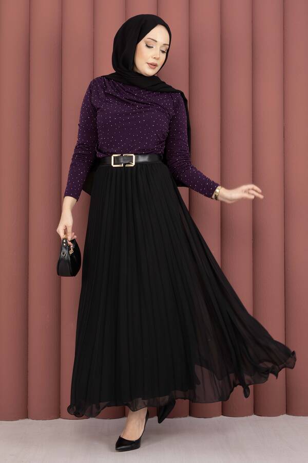 Özk - Taş Detaylı Sandy Body Mürdüm (1)