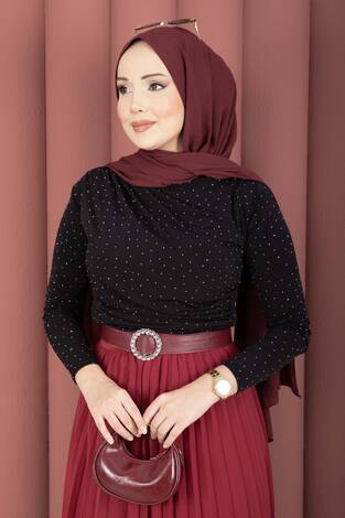 Taş Detaylı Sandy Body Siyah - Thumbnail