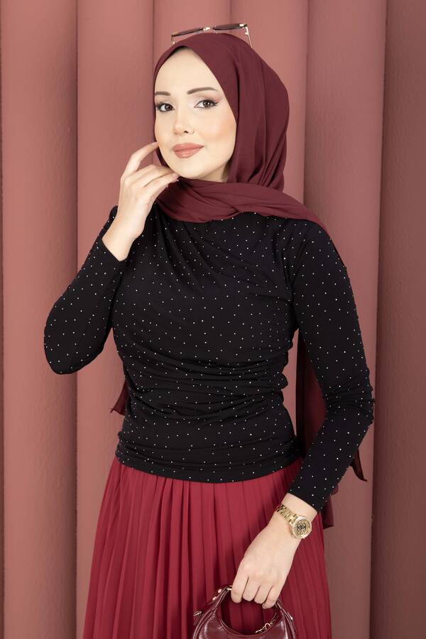 Taş Detaylı Sandy Body Siyah - 4