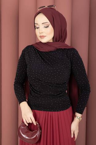 Taş Detaylı Sandy Body Siyah