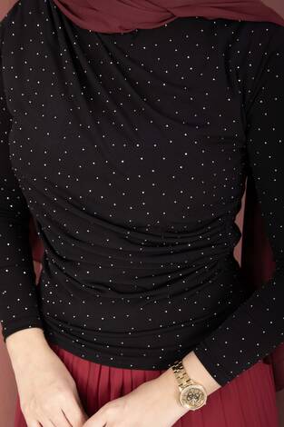 Taş Detaylı Sandy Body Siyah - Thumbnail