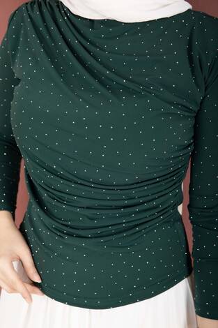 Taş Detaylı Sandy Body Zümrüt - Thumbnail