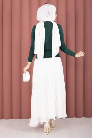 Taş Detaylı Sandy Body Zümrüt - Thumbnail