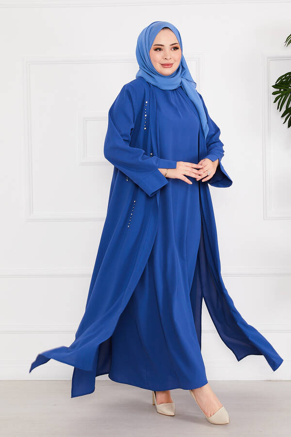 Efs - Taş Dizayn İkili Abaya Takım İndigo