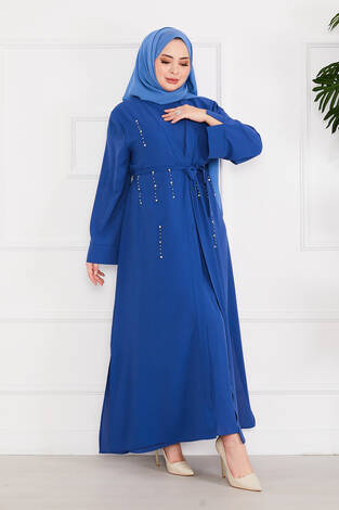 Taş Dizayn İkili Abaya Takım İndigo - Thumbnail
