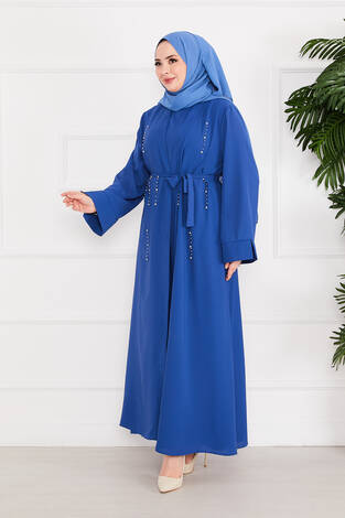 Taş Dizayn İkili Abaya Takım İndigo - Thumbnail