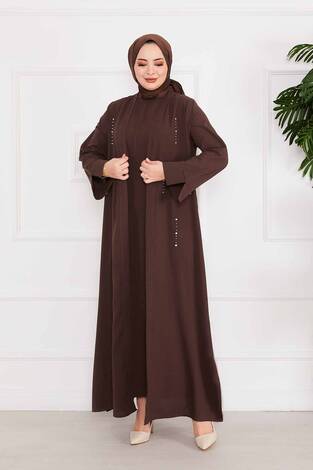 Taş Dizayn İkili Abaya Takım Kahve - Thumbnail