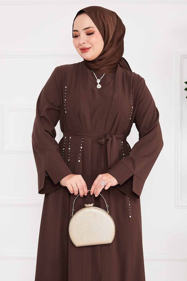 Efs - Taş Dizayn İkili Abaya Takım Kahve (1)