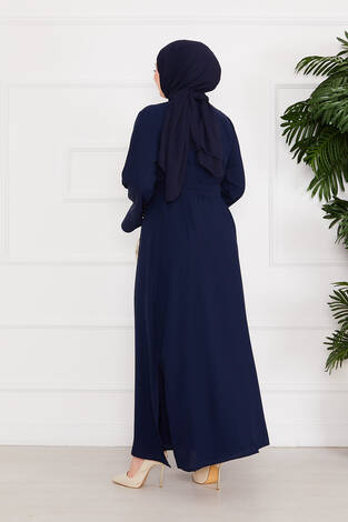 Taş Dizayn İkili Abaya Takım Lacivert - Thumbnail