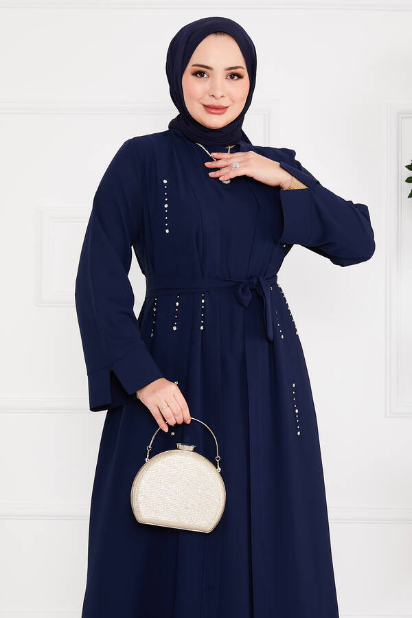 Efs - Taş Dizayn İkili Abaya Takım Lacivert (1)