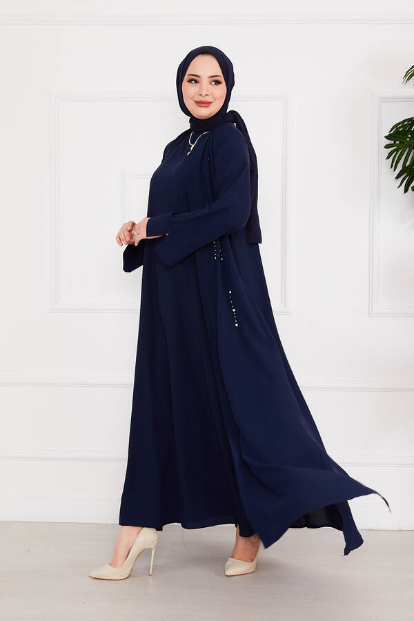 Efs - Taş Dizayn İkili Abaya Takım Lacivert