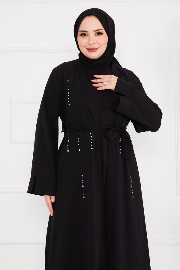 Efs - Taş Dizayn İkili Abaya Takım Siyah (1)