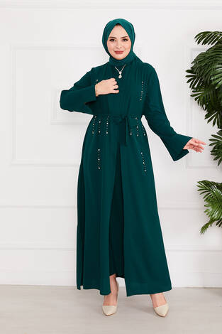 Taş Dizayn İkili Abaya Takım Zümrüt - Thumbnail