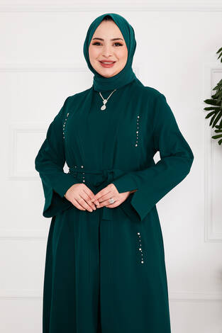 Taş Dizayn İkili Abaya Takım Zümrüt - Thumbnail