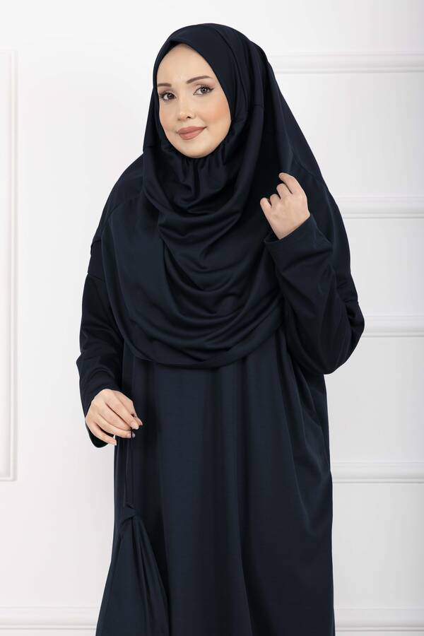 MD - Taşıma Çantalı Tesettür Namaz Elbisesi Lacivert (1)