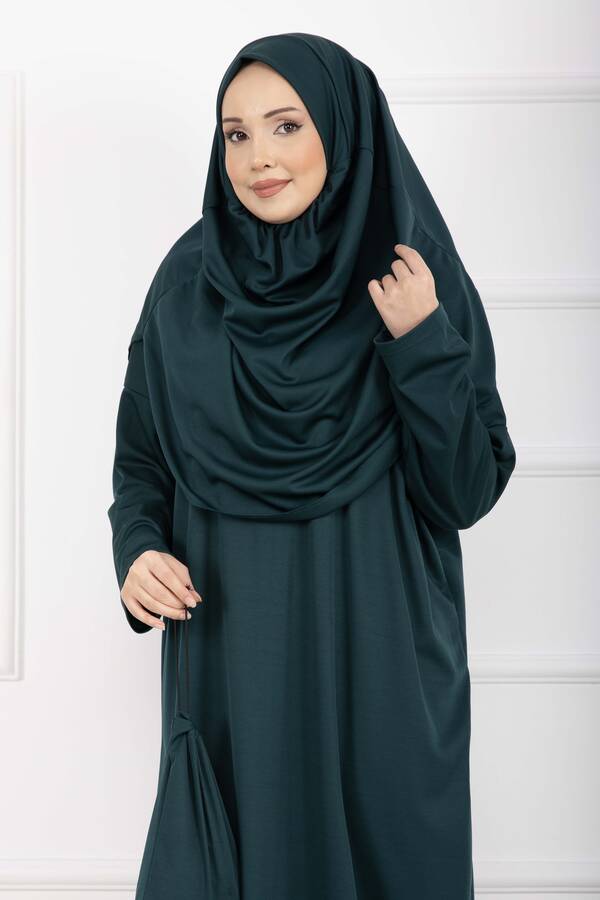 MD - Taşıma Çantalı Tesettür Namaz Elbisesi Zümrüt (1)
