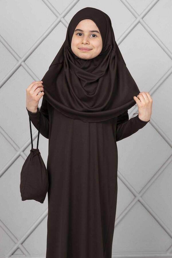 MD - Tesettür Çocuk Namaz Elbisesi Acı Kahve (1)