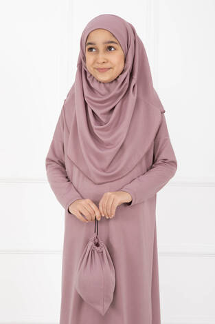 Tesettür Çocuk Namaz Elbisesi AÇIK PUDRA - Thumbnail