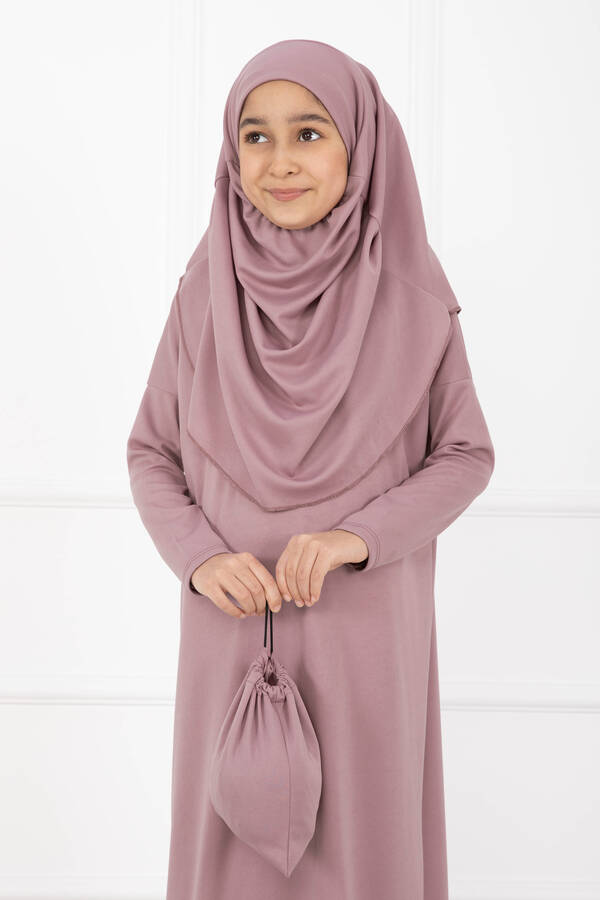 MD - Tesettür Çocuk Namaz Elbisesi AÇIK PUDRA (1)