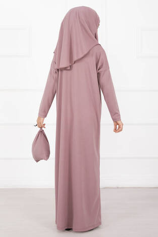 Tesettür Çocuk Namaz Elbisesi AÇIK PUDRA - Thumbnail