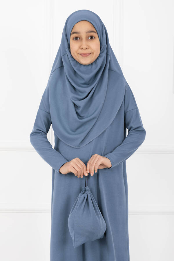 MD - Tesettür Çocuk Namaz Elbisesi Bebe Mavisi (1)