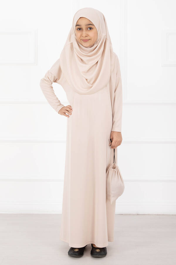 MD - Tesettür Çocuk Namaz Elbisesi Bej