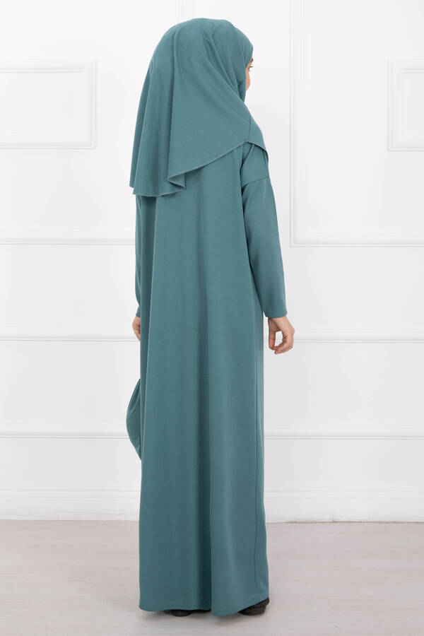 Tesettür Çocuk Namaz Elbisesi Çağla Yeşili - 3