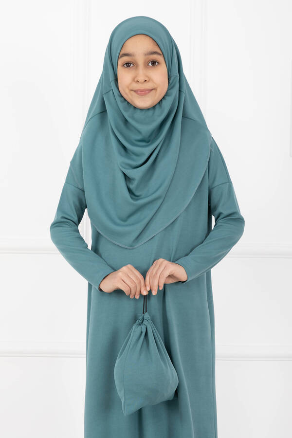 MD - Tesettür Çocuk Namaz Elbisesi Çağla Yeşili (1)