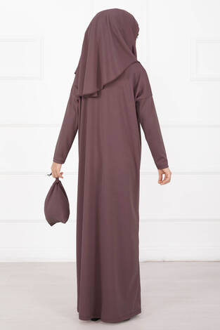 Tesettür Çocuk Namaz Elbisesi Gülkurusu - Thumbnail