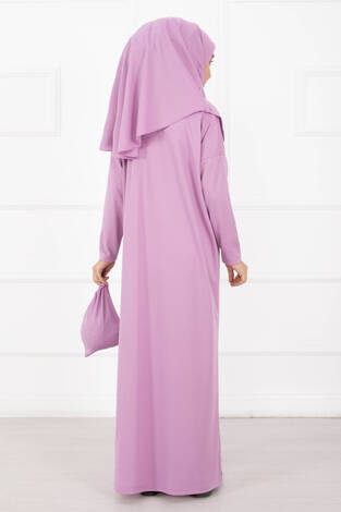 Tesettür Çocuk Namaz Elbisesi Lila - Thumbnail