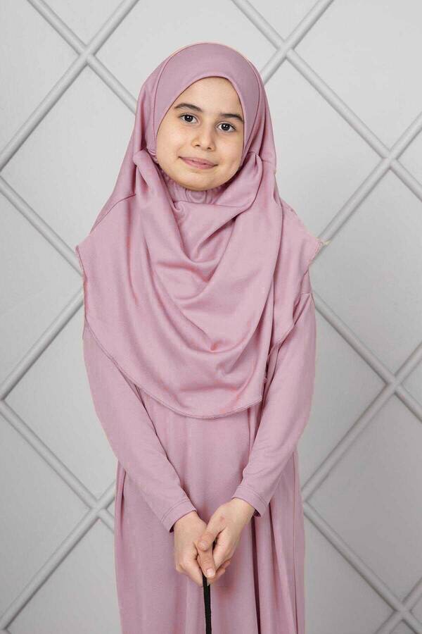 MD - Tesettür Çocuk Namaz Elbisesi Pudra (1)