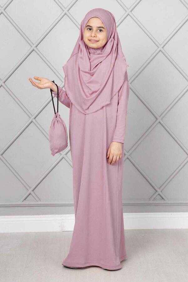 MD - Tesettür Çocuk Namaz Elbisesi Pudra