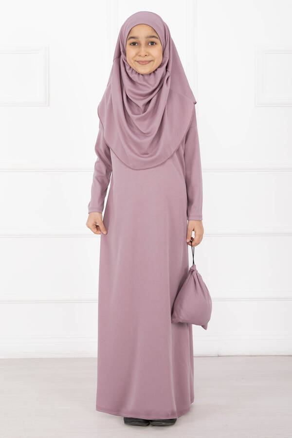 MD - Tesettür Çocuk Namaz Elbisesi Pudra
