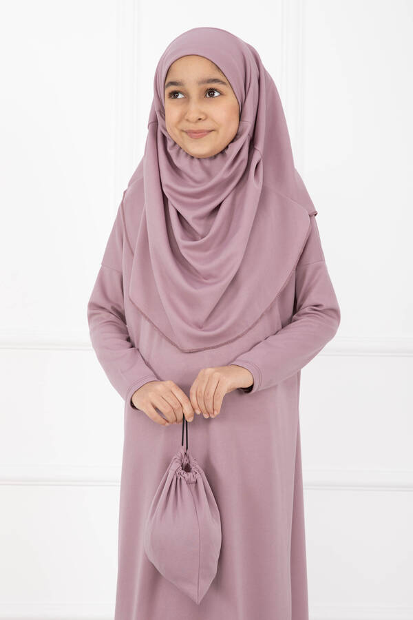 MD - Tesettür Çocuk Namaz Elbisesi Pudra (1)