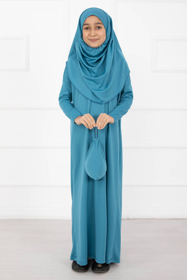 MD - Tesettür Çocuk Namaz Elbisesi Turkuaz