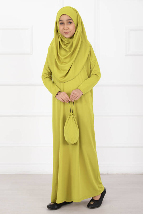 MD - Tesettür Çocuk Namaz Elbisesi Yağ Yeşil