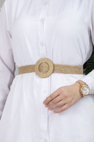 Tesettür Hasır Kemer Camel - Thumbnail